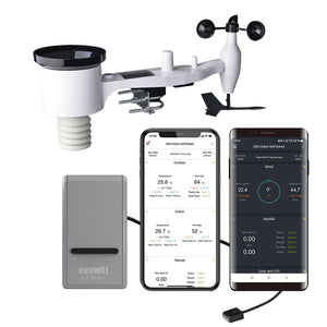 GW1101 /GW1201 Wi-Fi Weather Station Gateway with Solar Powered 7-in-1 Outdoor Sensor Array