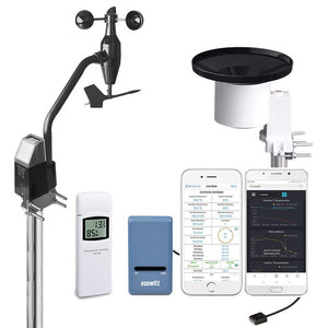 GW1102 Wi-Fi Weather Station with Solar Powered Wireless Anemometer, UV & Light Sensor, Self-Emptying Rain Collector