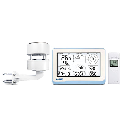 Ecowitt Essense3 Wi-Fi Weather Station with 7.5" LCD IoT Display, WS85 3-in-1 Weather Sensor, and WN32 Outdoor Thermometer